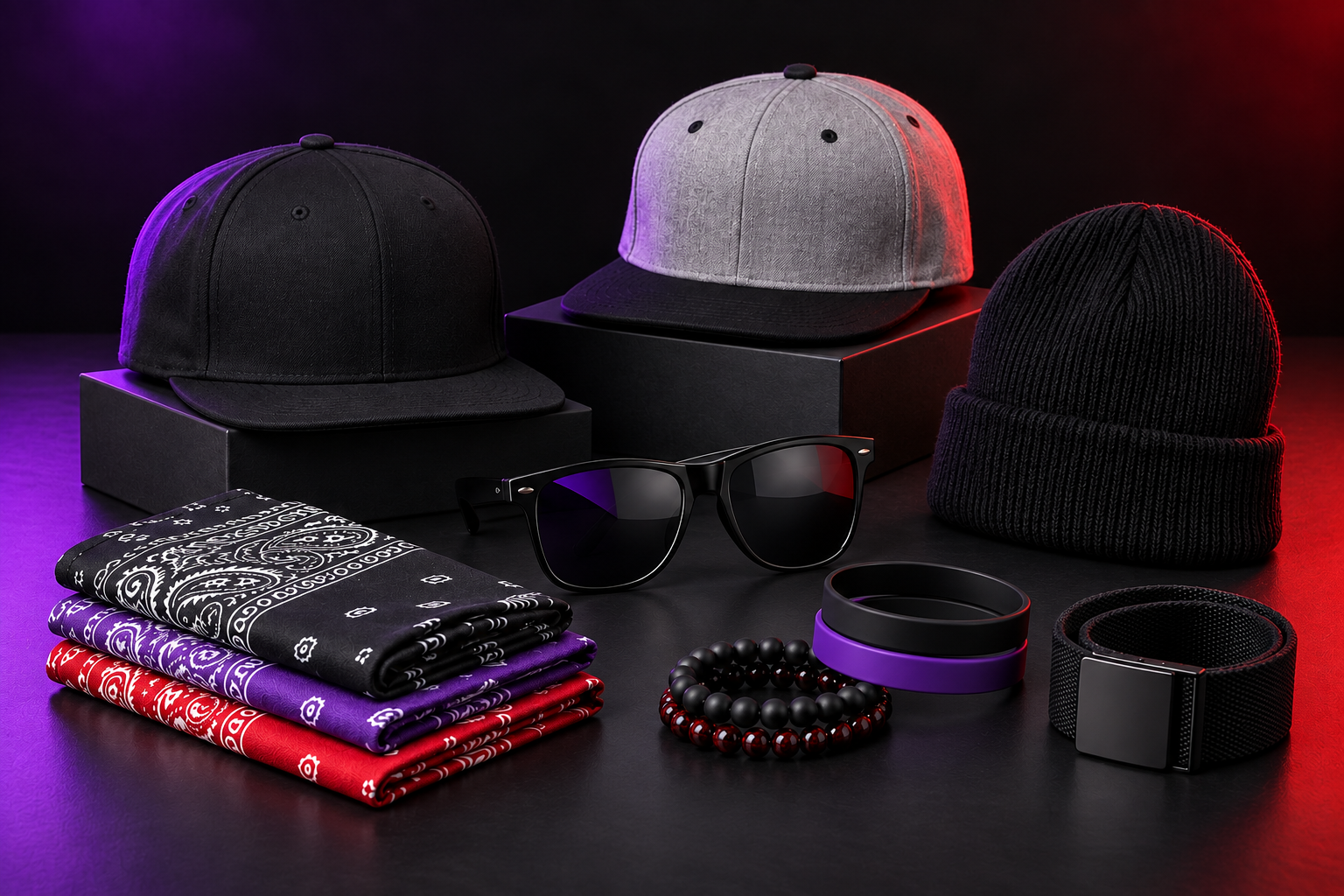 Hats, sunglasses, bandannas and accessories